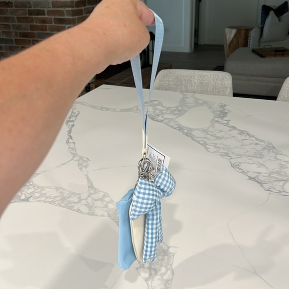 🎀Cute Blue Bow Double Wristlet Coin purse Keychain - Picture 10 of 16